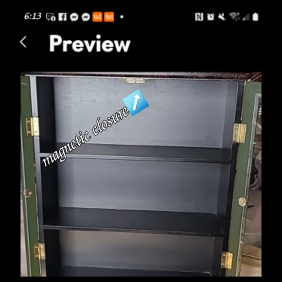 Vintage Curio/Keepsake Table Top/ Display/Storage Cabinet Black & Gold - Picture 6 of 15